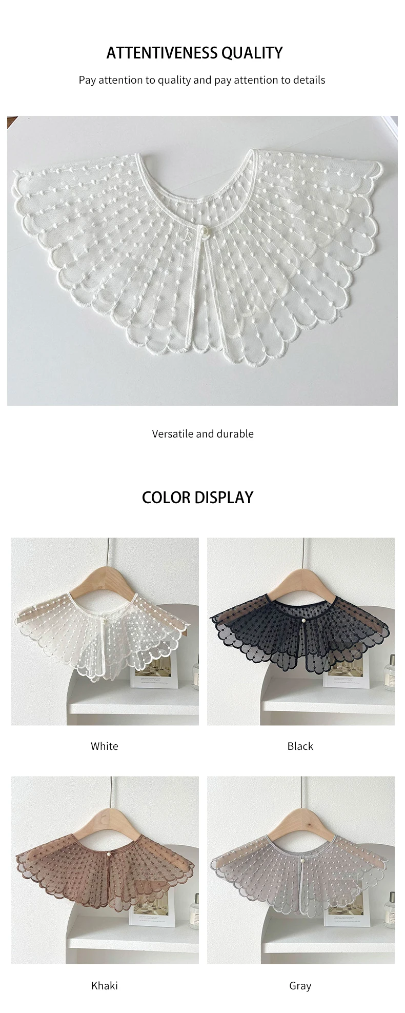 Detachable Fake Collar Fashion Lace Decorative Shirt Dress Fake Collar Dickey Collar for Women Blouse