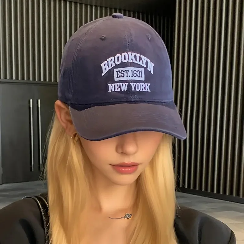 Adjustable Brooklyn NY Logo Embroidered Baseball Cap For Women & Men, Lightweight And Breathable Sport Cap
