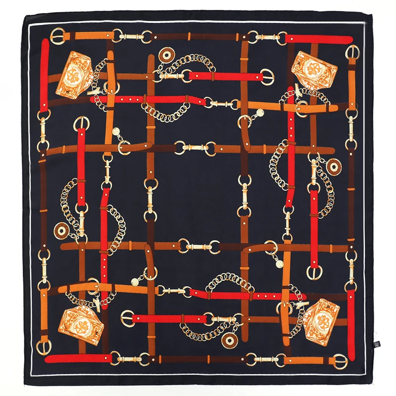 Luxe 70 cm Silk Square Scarf For Women; Printed Satin Neck Cravat; Hair Wrist Bandana; Foulard Shawl Wrapping Hij Echarpe.