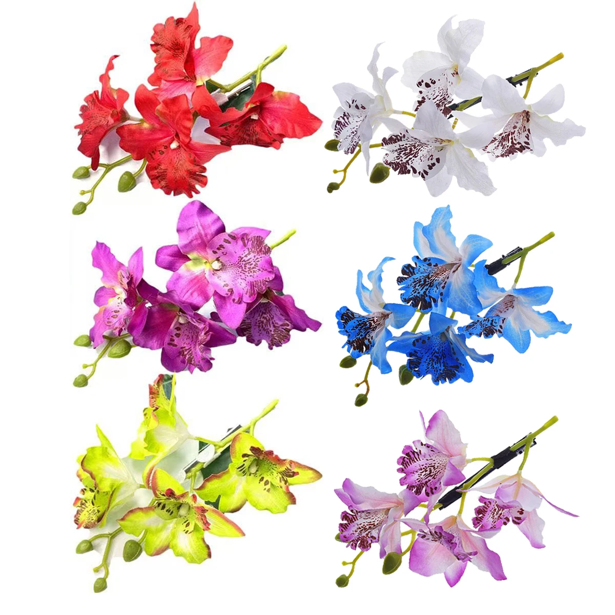 1pc Thai Orchid Hairpin Head Flower, Fairy Flower Headwear, Bride Bridesmaid Hair Coiled Side Clip, Suitable for Vacation