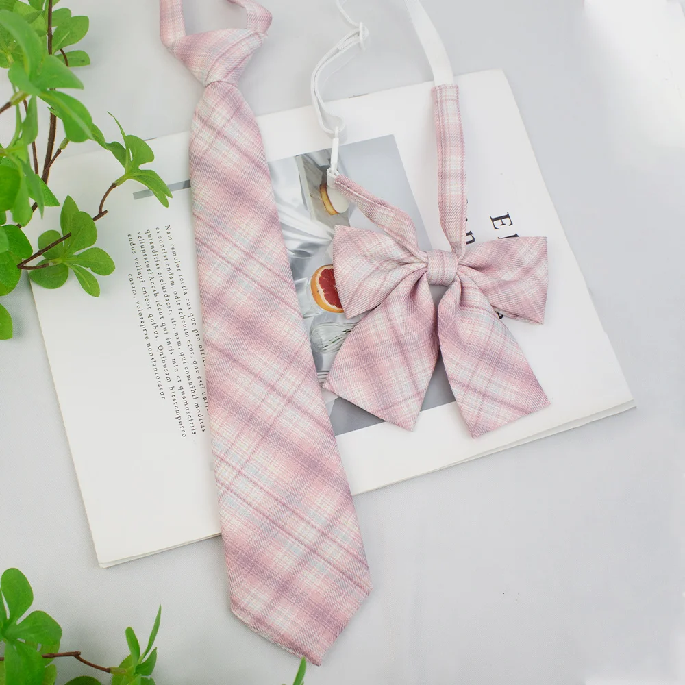 A Set of Two Handmade Jk Ties + Bow Ties, Available in Various Styles, Versatile College-Style Jk Plaid Women's Bow Ties and Ties, There Is Always One That Can Meet Your Needs