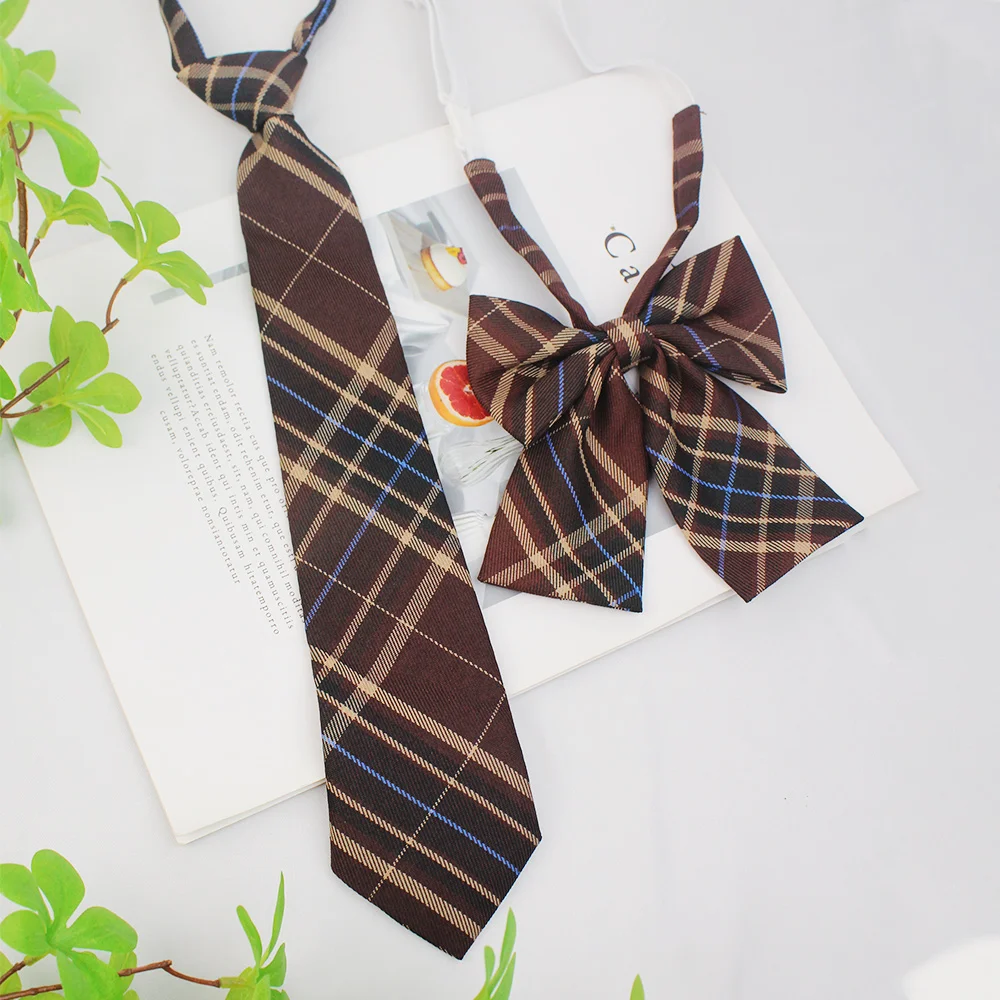 A Set of Two Handmade Jk Ties + Bow Ties, Available in Various Styles, Versatile College-Style Jk Plaid Women's Bow Ties and Ties, There Is Always One That Can Meet Your Needs