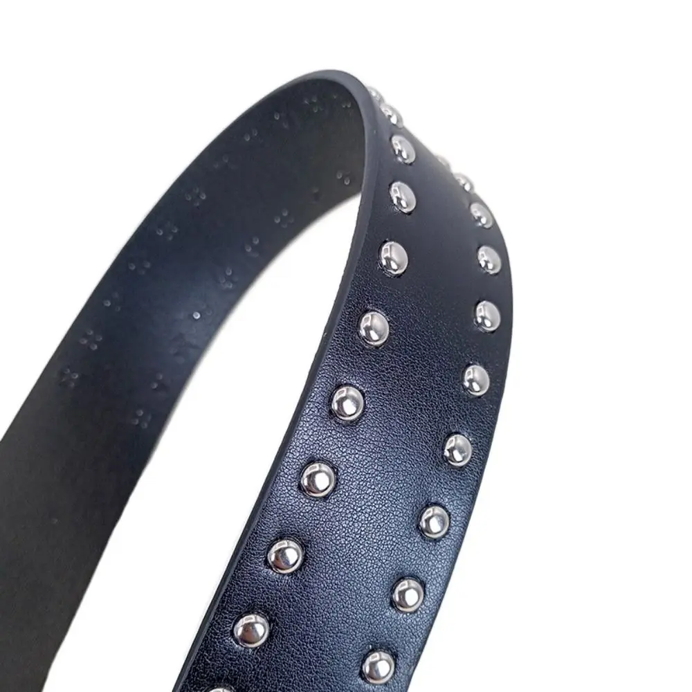 Casual Trendy Punk Rivet Belts Y2k Double Hole Eyelet Grommet Gothic Waistband Versatile Buckle Waist Belt