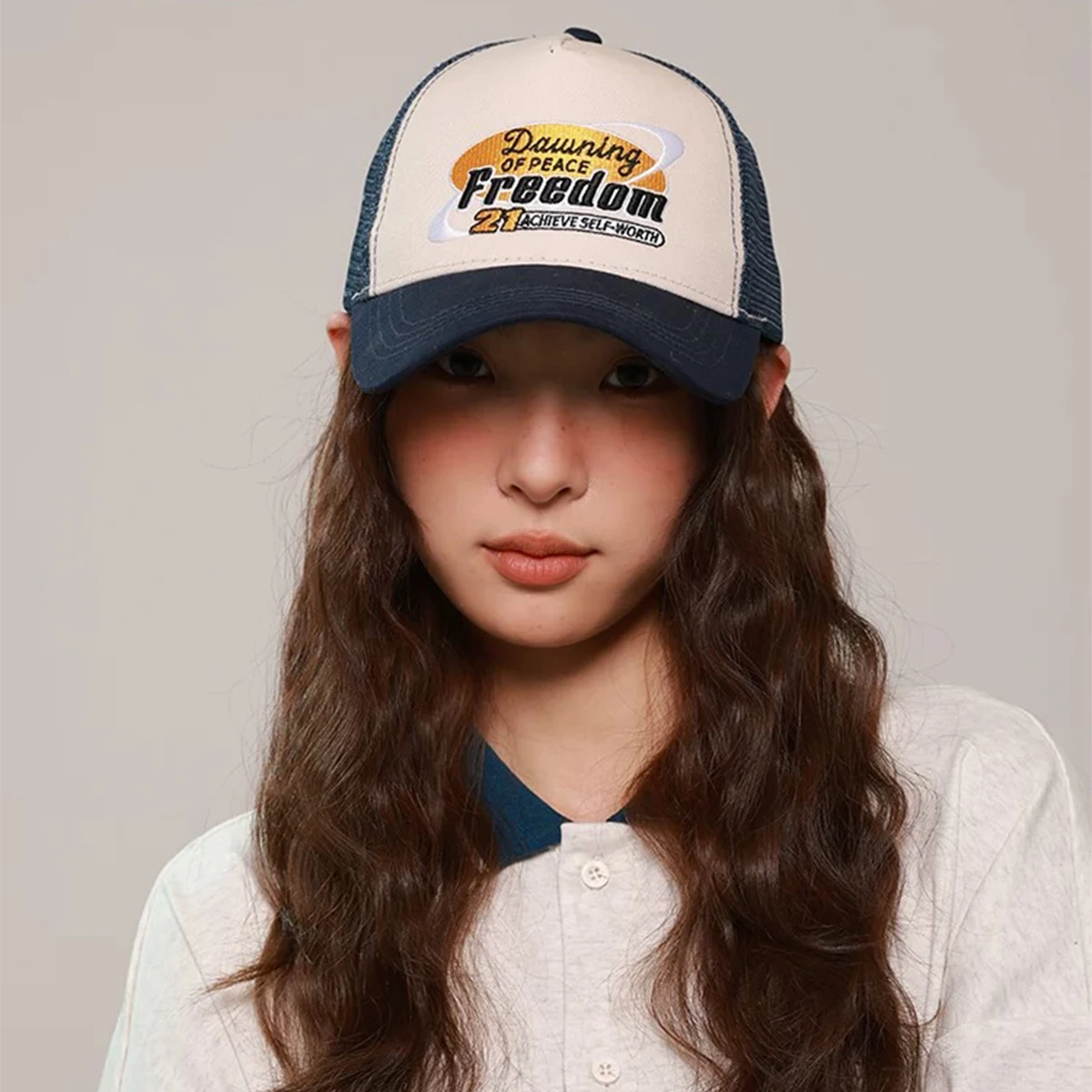 Hip Hop PATCH Letter Embroidery Baseball Hats New Unisex Sunshade Ins Breathable Color Block Fashion Mesh Versatile Trucker Caps