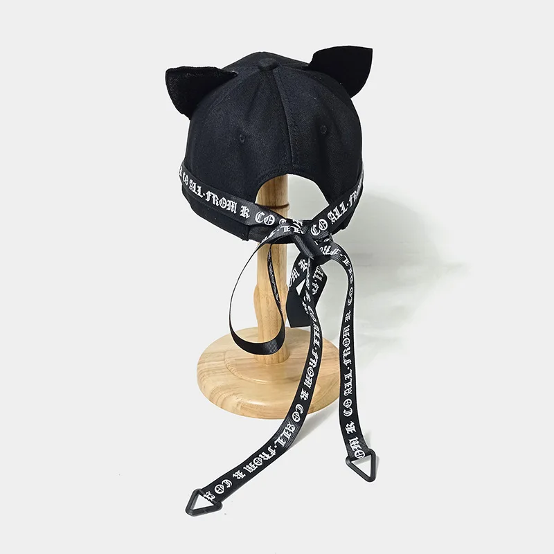 New fashion selling long band cat ears baseball cap men and women spring summer streamer cap hip hop hip hop hat