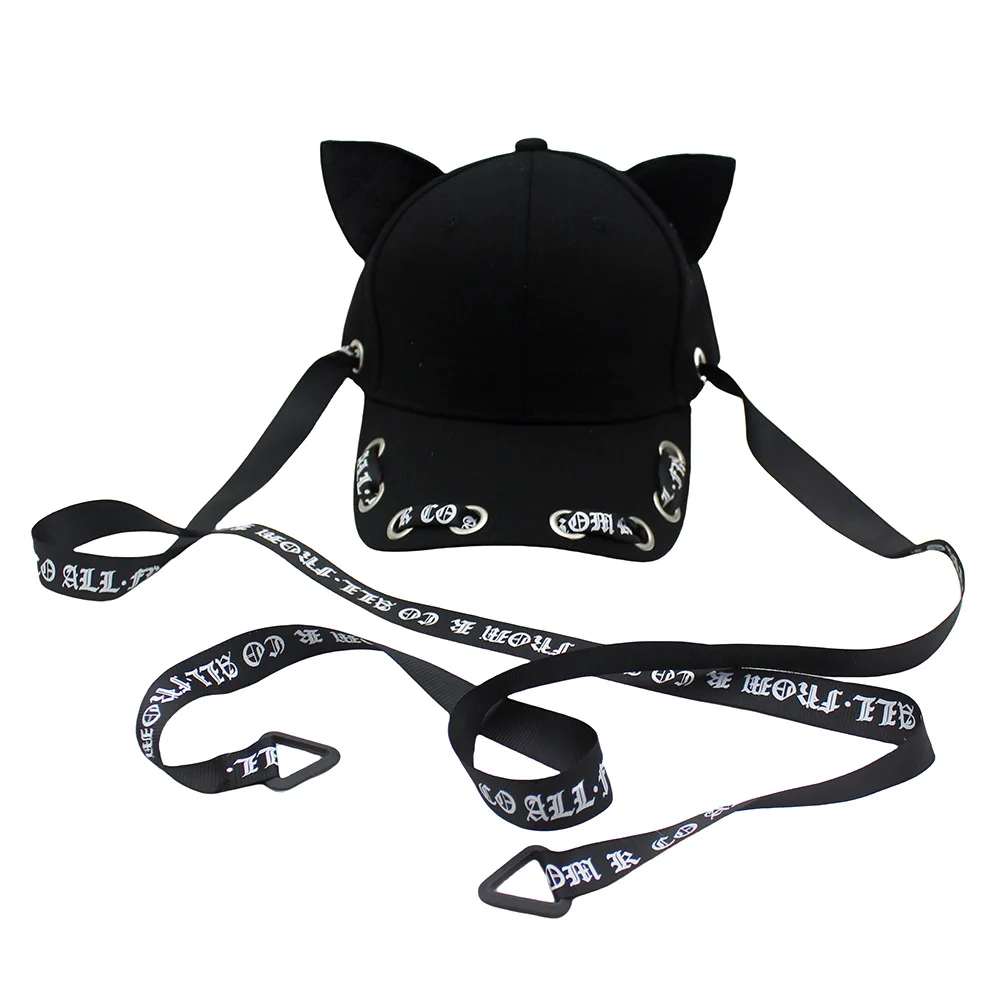 New fashion selling long band cat ears baseball cap men and women spring summer streamer cap hip hop hip hop hat