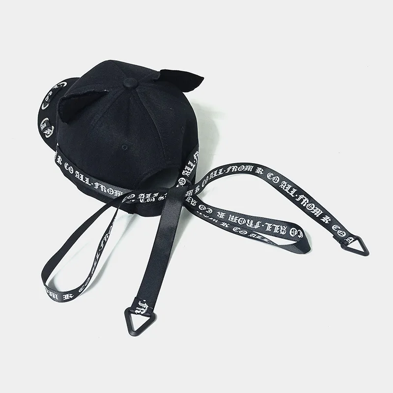 New fashion selling long band cat ears baseball cap men and women spring summer streamer cap hip hop hip hop hat