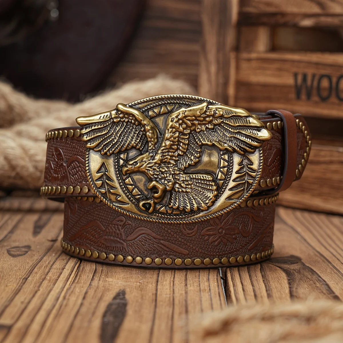 Men - Women - Western Denim - PU Leather - Belt - Vintage Jeans with Needle Buckle Brown Belt