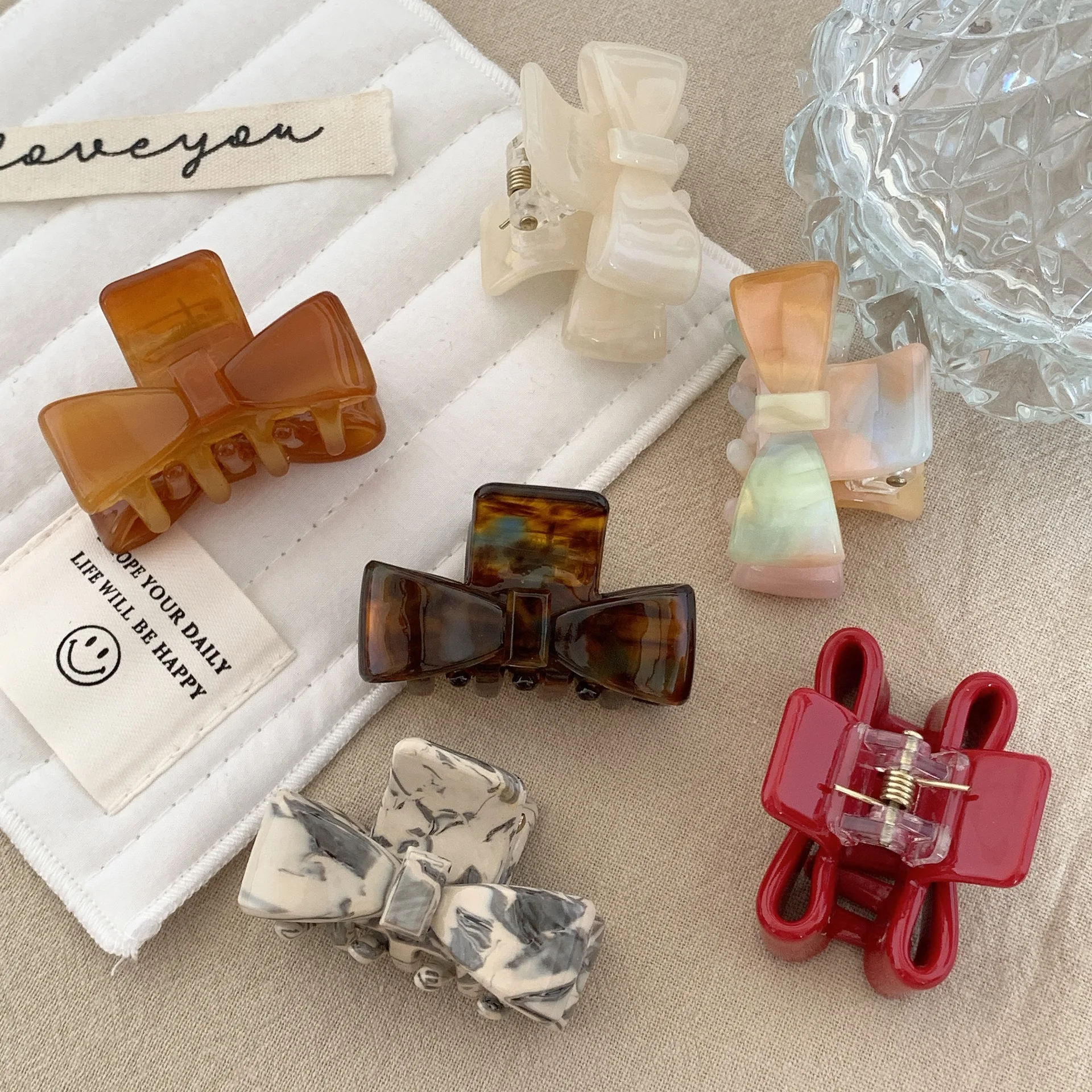 1pc Korean new ins bow small clip simple small hair clip bangs shark clip acetate princess clip