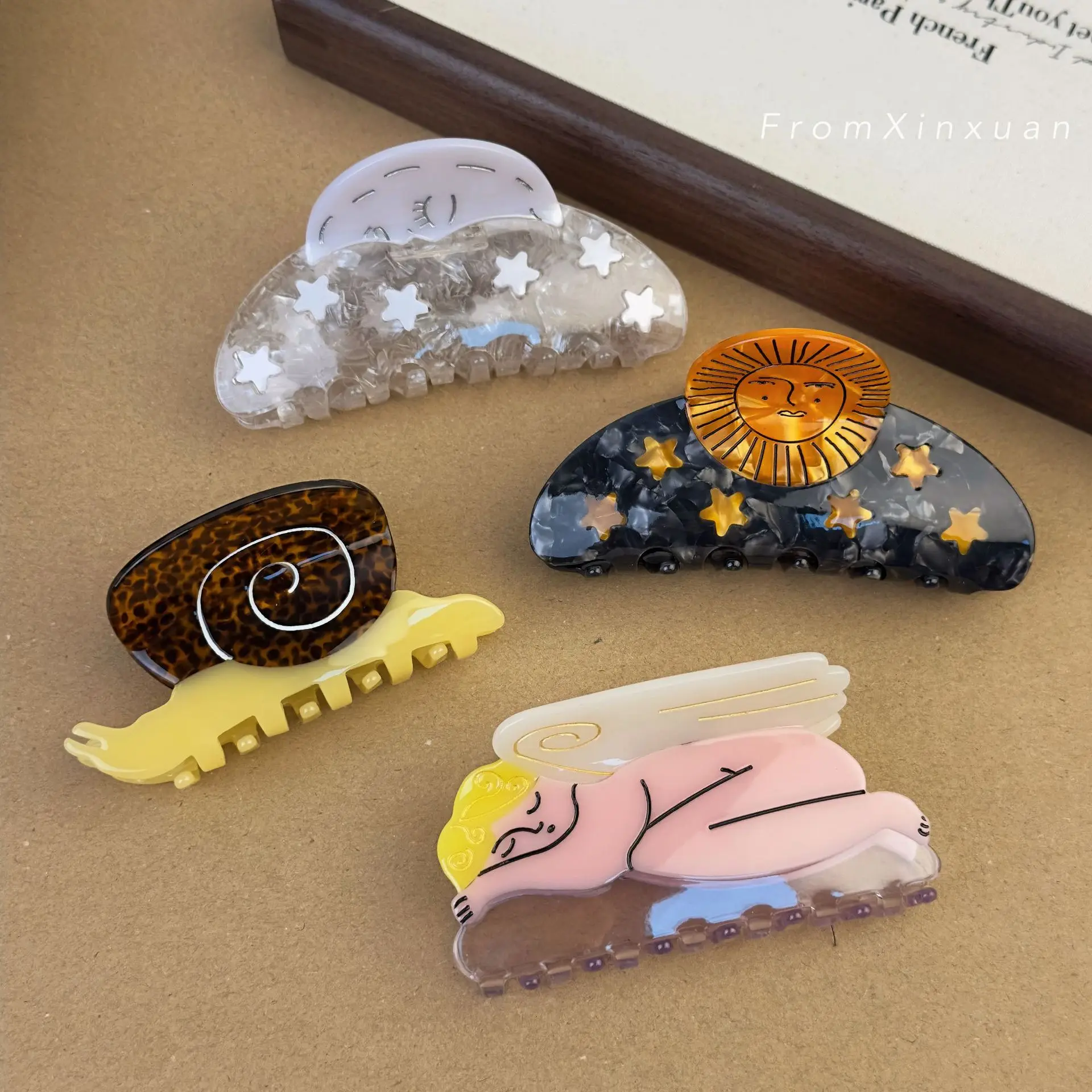 1pc Korean version of the minority acetic acid clip creative design sun star shark clip back of the head hair accessories