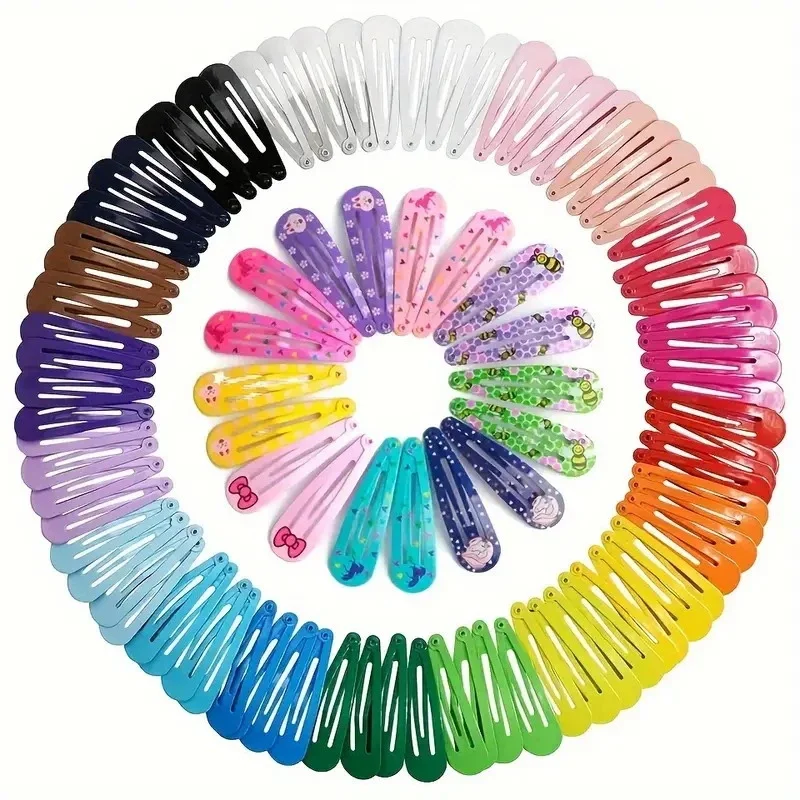 10/50Pcs Snap Hair Clips Candy Color Glossy 5cm/2in No Slip Metal Hair Pins Clips Barrettes Accessories for Baby Girls Hairpins