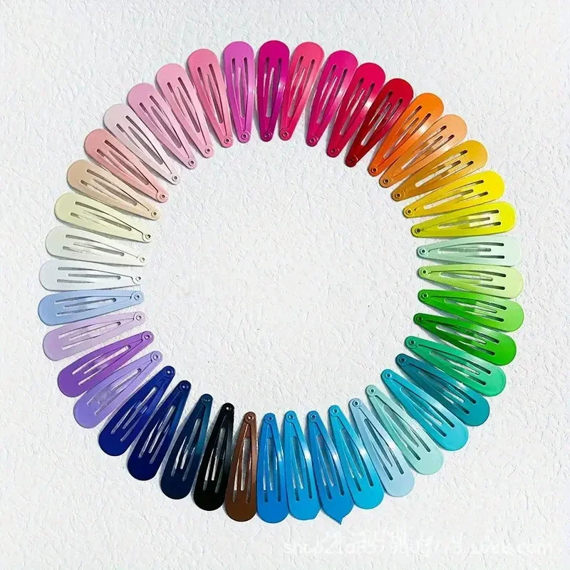 10/50Pcs Snap Hair Clips Candy Color Glossy 5cm/2in No Slip Metal Hair Pins Clips Barrettes Accessories for Baby Girls Hairpins