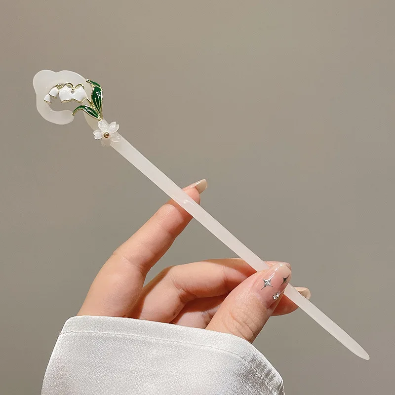 1pc Lily of the Valley Hairpin For Women At the Back of the Head Coiled Hair Hairpin Ancient Style Jade Hairpin Cheongsam Hanfu