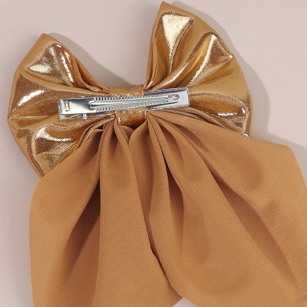 Large Size Satin Bow Hair Clip Gold Glossy Satin Butterfly Hairpin Smooth Surface Large Bow Accessories Headwear For women Girl