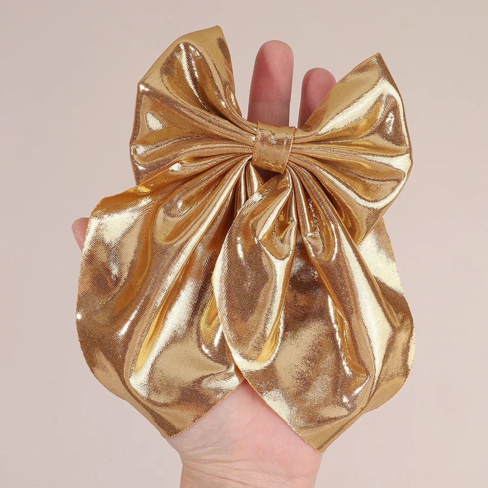 Large Size Satin Bow Hair Clip Gold Glossy Satin Butterfly Hairpin Smooth Surface Large Bow Accessories Headwear For women Girl