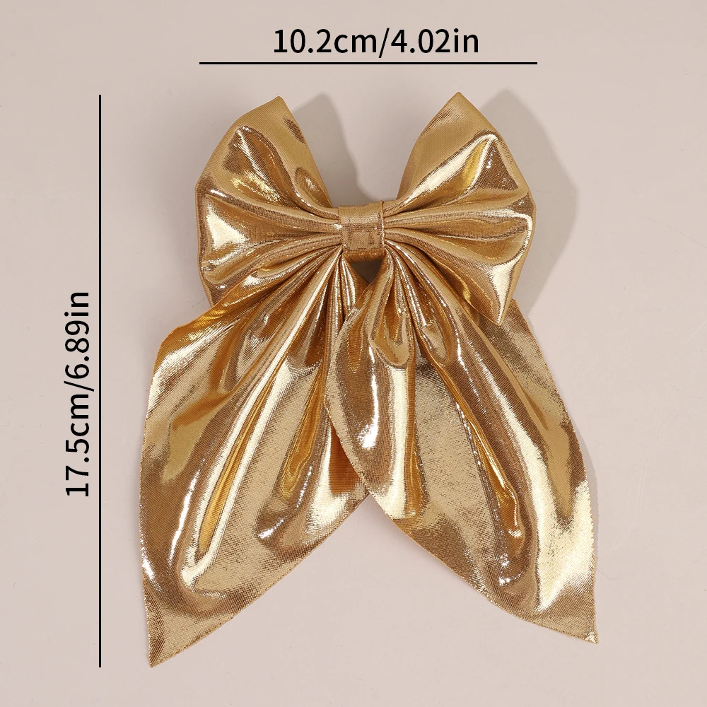 Large Size Satin Bow Hair Clip Gold Glossy Satin Butterfly Hairpin Smooth Surface Large Bow Accessories Headwear For women Girl
