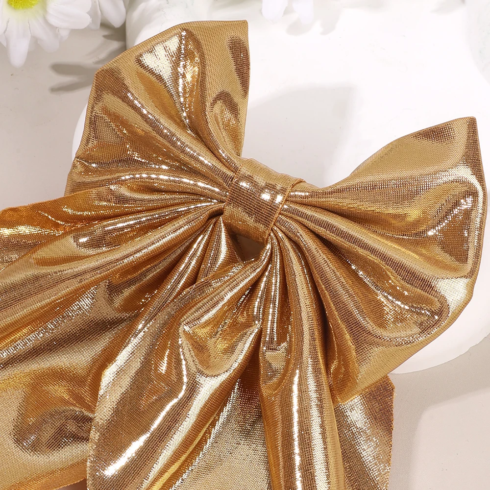 Large Size Satin Bow Hair Clip Gold Glossy Satin Butterfly Hairpin Smooth Surface Large Bow Accessories Headwear For women Girl
