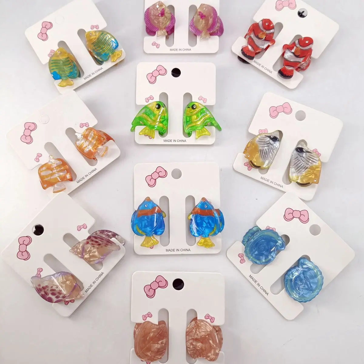 2/10PCS Personalized Animals Hairpin Acetate Animal Hair Clip Cartoon Fish Mini Hair Claw Hair Accessories Seashell Girls