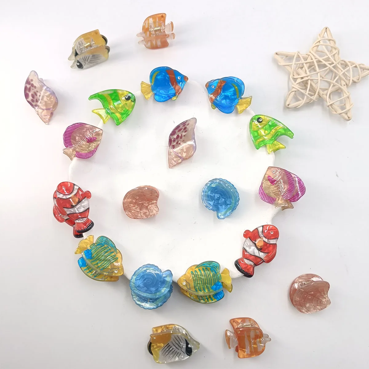 2/10PCS Personalized Animals Hairpin Acetate Animal Hair Clip Cartoon Fish Mini Hair Claw Hair Accessories Seashell Girls