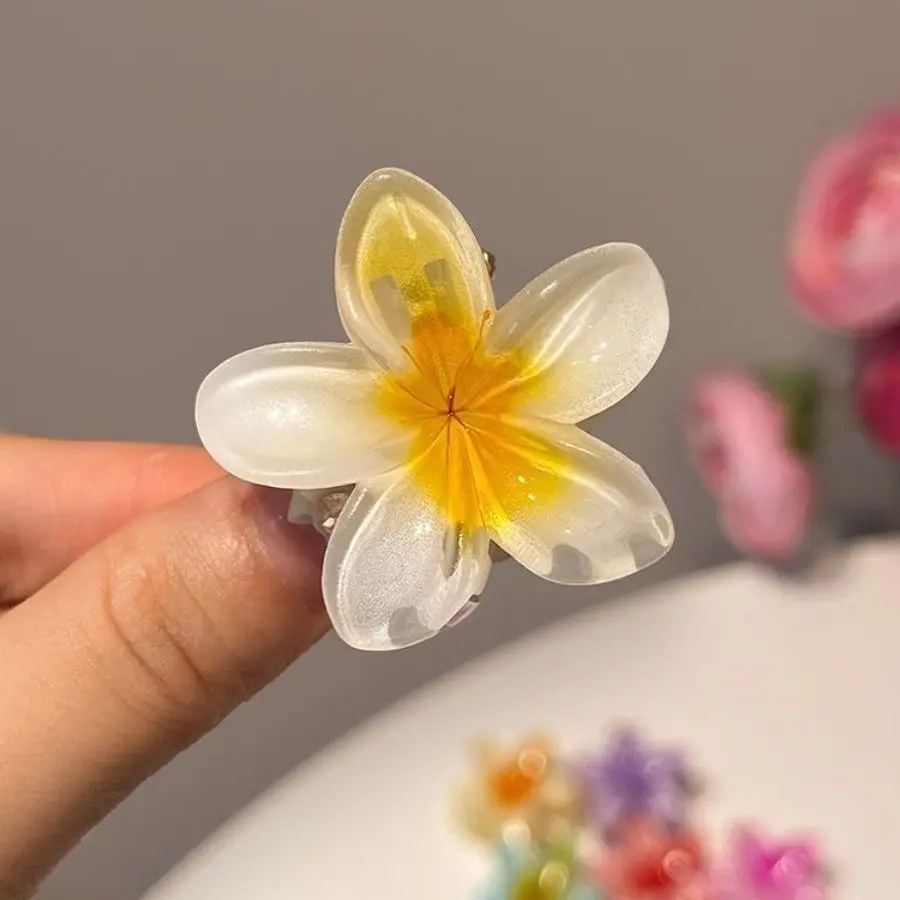 6Pcs Fashion Colorful Transparent Flower Small Hair Claw Clips clamp Hairpin Barrette For Thick Thin Hair Accessories For Women