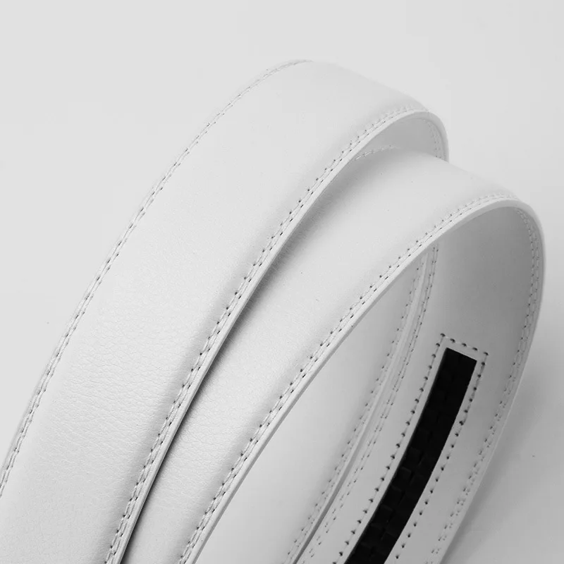 2025 White Color Elegant Men Women Unisex Genuine Leather Belts Automatic Buckle Luxury Brand High Quality Belts Famous Business
