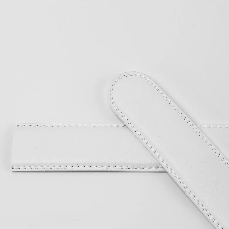 2025 White Color Elegant Men Women Unisex Genuine Leather Belts Automatic Buckle Luxury Brand High Quality Belts Famous Business