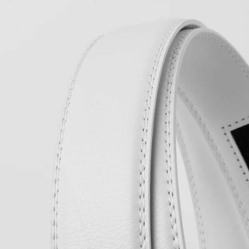 2025 White Color Elegant Men Women Unisex Genuine Leather Belts Automatic Buckle Luxury Brand High Quality Belts Famous Business