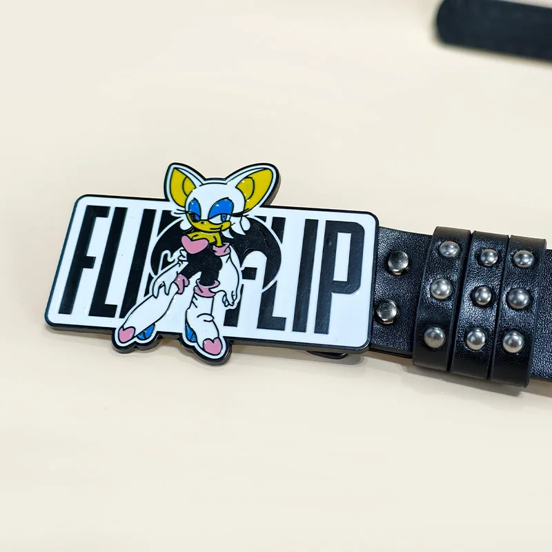 Unisex Cartoon Cat Sonic Jeans Belt Gothic Y2k High-end Luxury Designer Belts For Women Black Rivet Punk Accessory Men Waistband