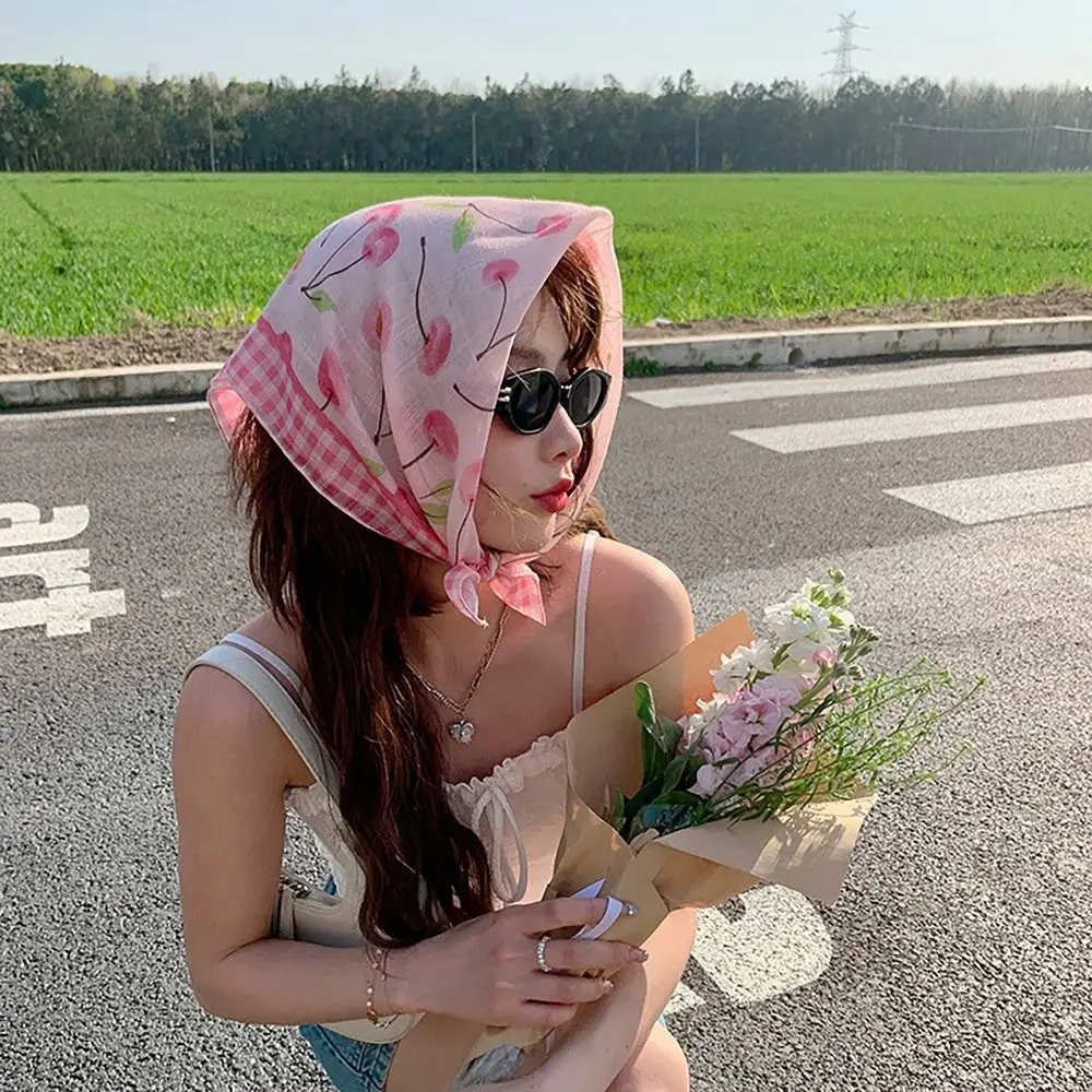 Flower Printed Headscarf Gentle INS Style Sun Protection Headband Towel French Pastoral Style Headband Women