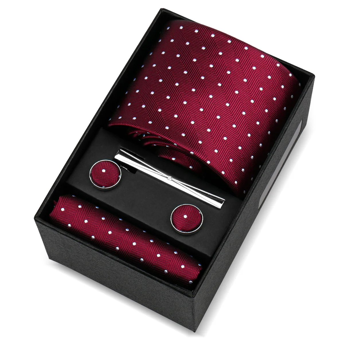 Luxury Brand 8cm Tie For Men Handkerchief Cufflink Clip Set Men Wedding Gravata Suit Accessories Business Necktie Box Gift