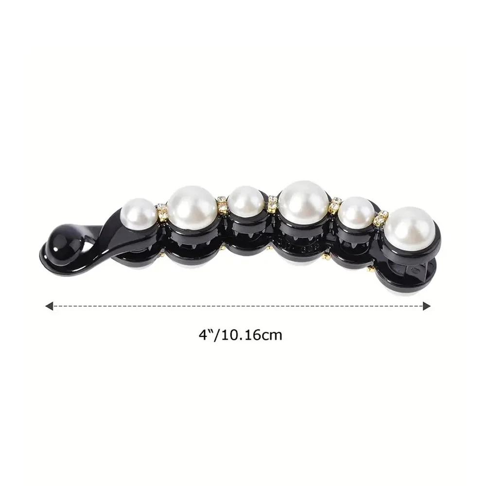 Fashion Rhinestones Pearl Hairpin Barrettes Classic Banana Clips For Ponytail Holder Women Girls Daily Headwear