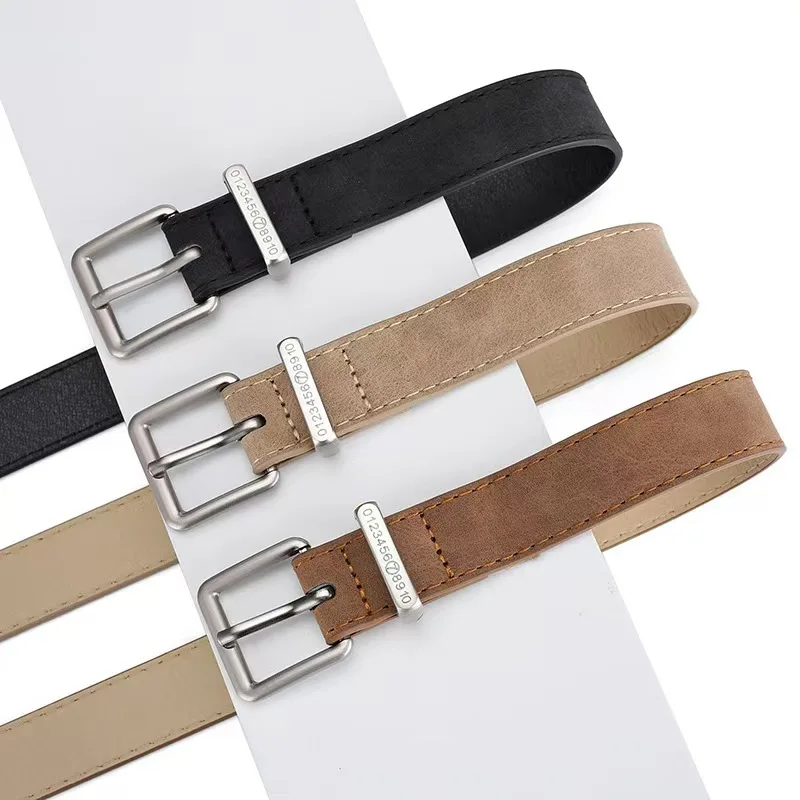 Retro frosted belt for women's summer versatile trend silver needle buckle digital fashion personalized decoration belt
