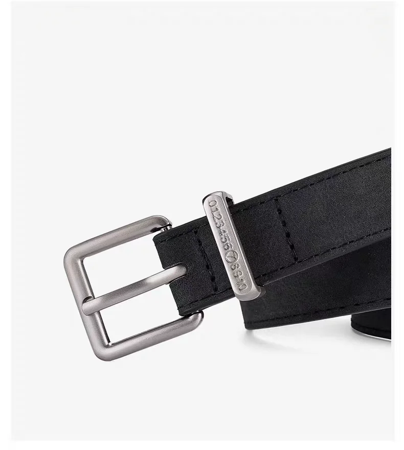 Retro frosted belt for women's summer versatile trend silver needle buckle digital fashion personalized decoration belt