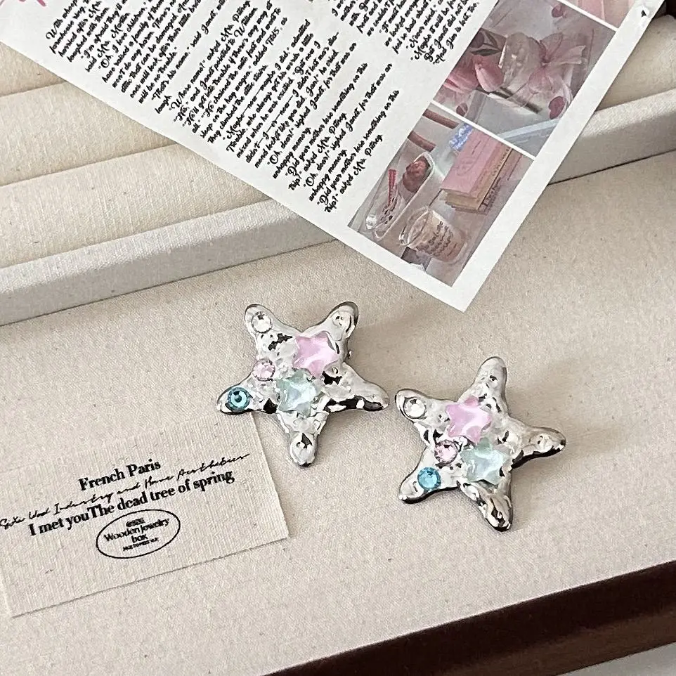 Colorful Star Hair Clips Y2K Metal Duckbill Hairpins Cute Small Hair Claws Sweet Edgy Dopamine Hair Accessories Side Bangs Clip