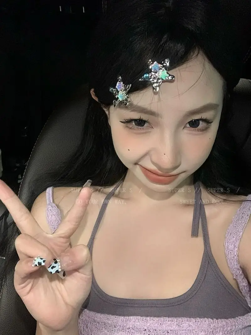 Colorful Star Hair Clips Y2K Metal Duckbill Hairpins Cute Small Hair Claws Sweet Edgy Dopamine Hair Accessories Side Bangs Clip