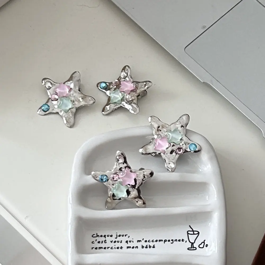Colorful Star Hair Clips Y2K Metal Duckbill Hairpins Cute Small Hair Claws Sweet Edgy Dopamine Hair Accessories Side Bangs Clip