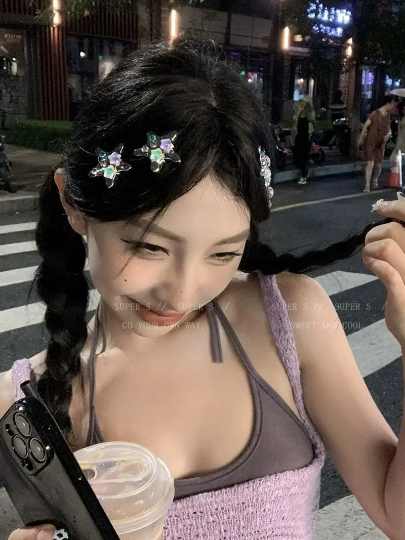 Colorful Star Hair Clips Y2K Metal Duckbill Hairpins Cute Small Hair Claws Sweet Edgy Dopamine Hair Accessories Side Bangs Clip