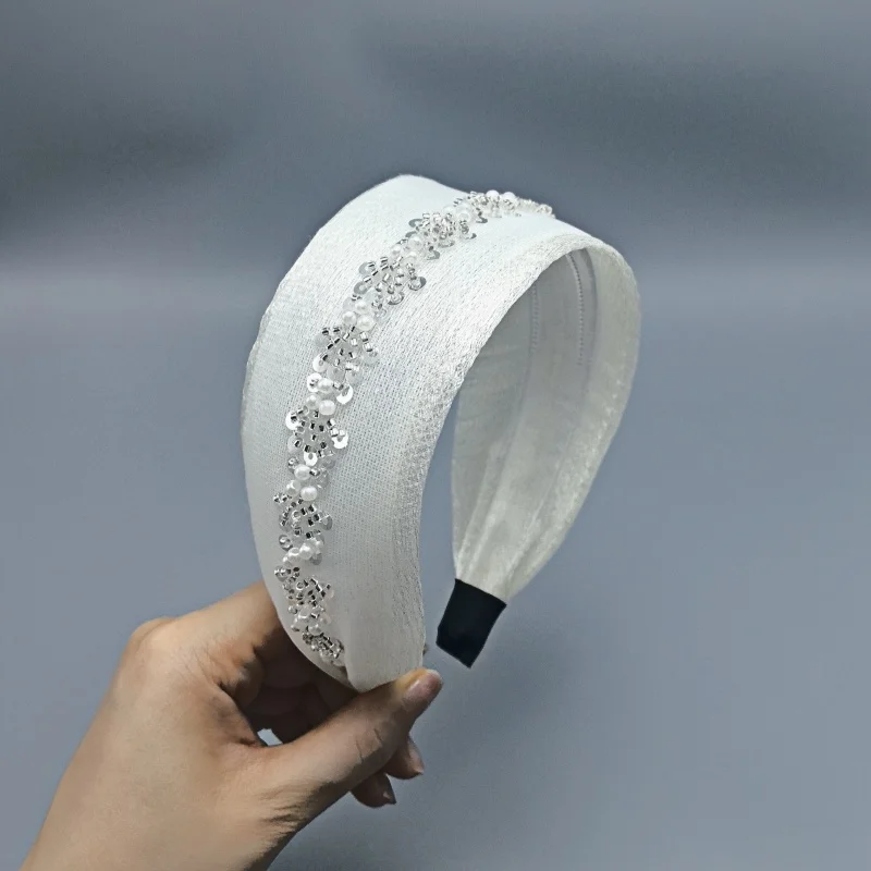 2025 New Luxury Pearl Hairband Women Elegant Mesh Wide Headband with Dots Fashion Hair Accessories Polka Dot Set  Hair Band