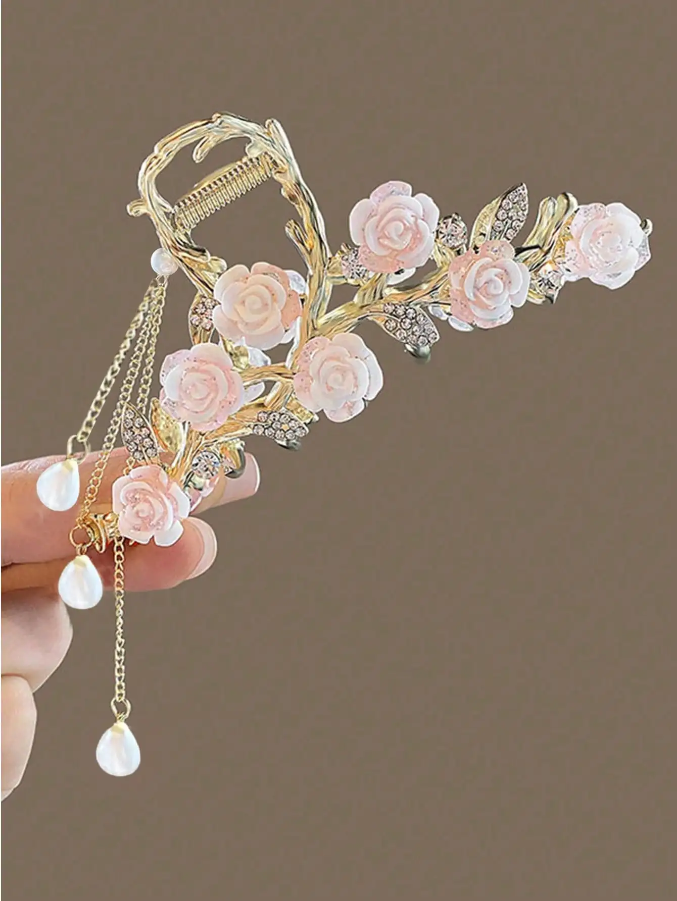 1Pcs Fashion Antique Rose Tassels Hair Claws elegant temperament For Women Girls Party Hair Accessories
