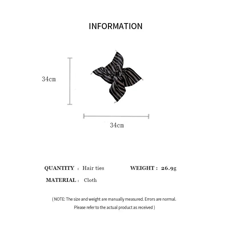 Fabric Striped Square Kerchief Scrunchies for Women Water Drop Imitation Pearl Pendant Ponytail Holders Personality Hair Bands