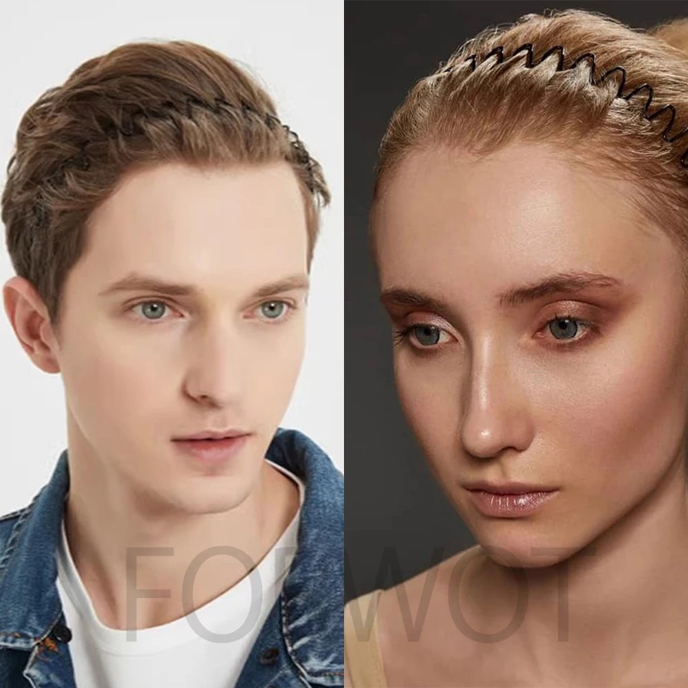 Unisex Metal Wavy Spring Hair Hoop Black Non Slip Outdoor Sports Headbands For Women Men Hair Accessories Face Washing Hairband