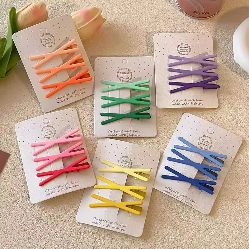 3pcs fashionable gradient color crisscross hair clip, sweet and versatile, for women to wear outside