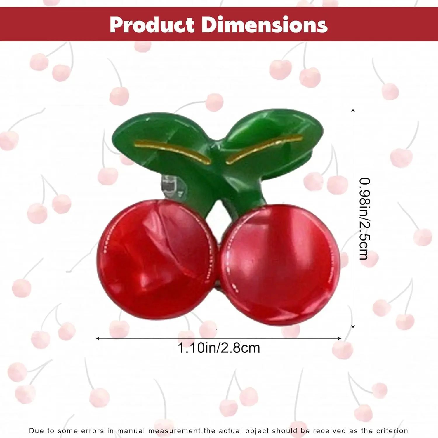1pc Acetate Material Cherry Mini Claw Clip Side Bangs Clip Cute Hair Clip Headband