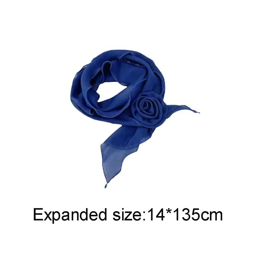 Fashion Luxury Chiffon Scarf Elegant Trendy Floral Scarf Shawl Versatile Detachable Rose Decor Neck Scarf For Women Girls Gifts