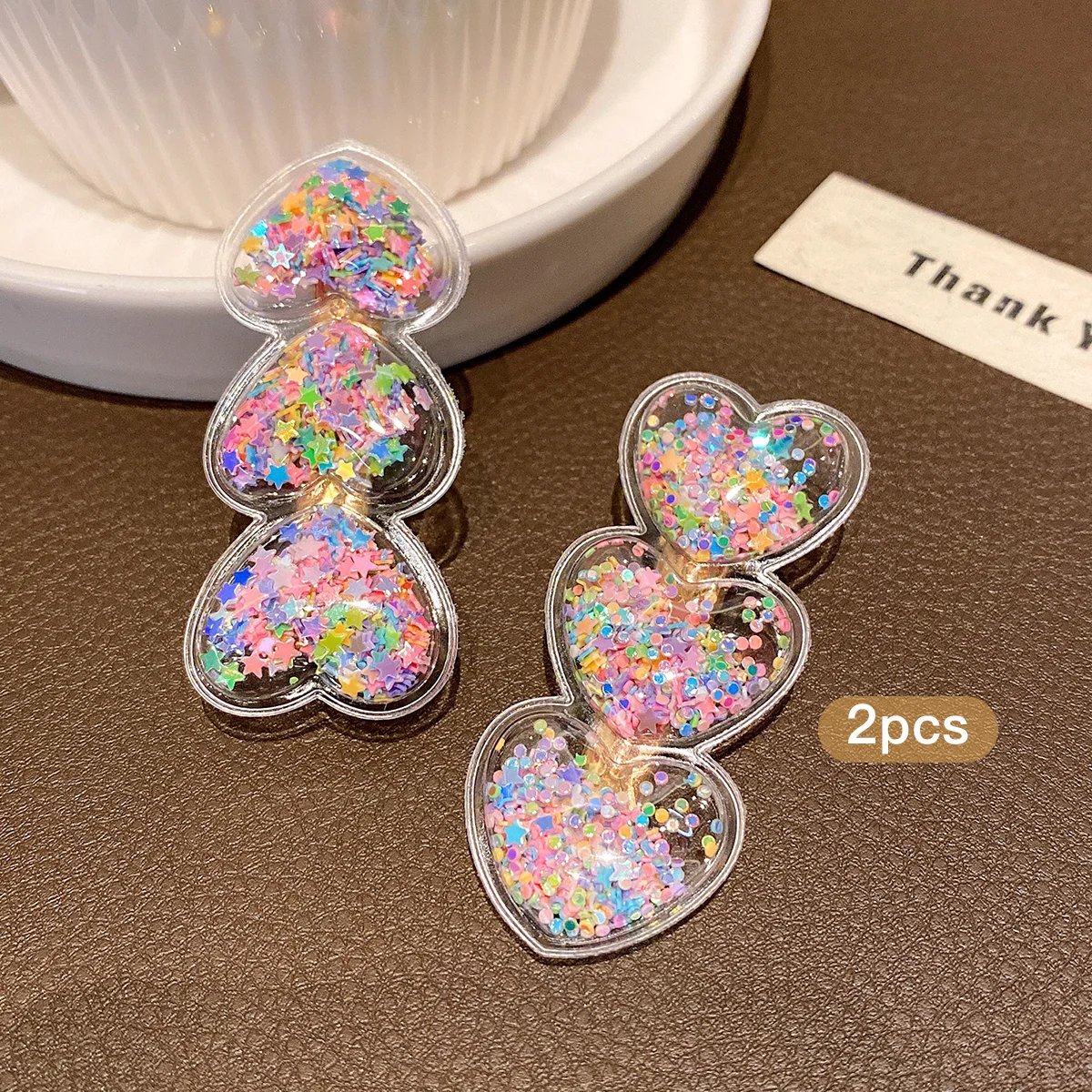 2 colorful flowing sand hair clips, sweet and stylish hair accessories suitable for daily use