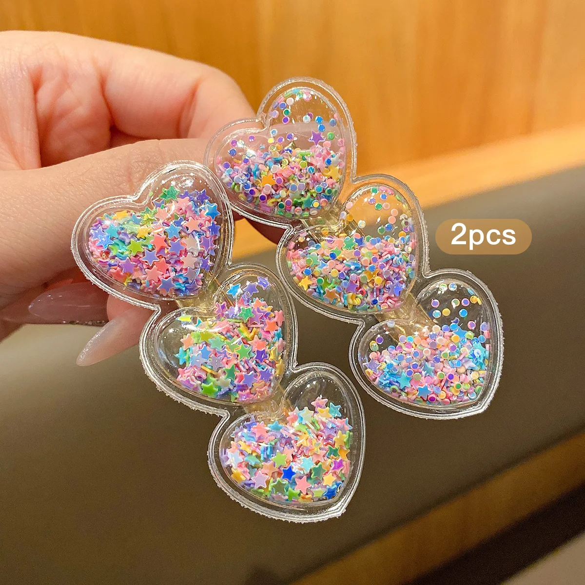 2 colorful flowing sand hair clips, sweet and stylish hair accessories suitable for daily use