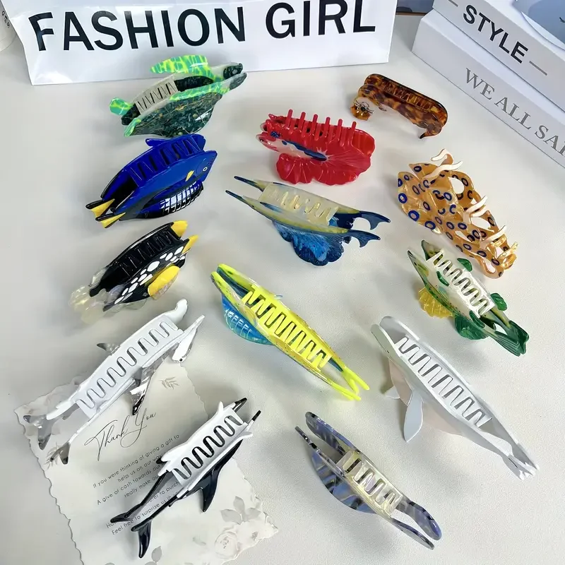 Y2K Multiple Styles Ocean Series Large Size Hair Clip Claw For Women New Funny Acetate Tortoise Octopus Barrettes Headwear