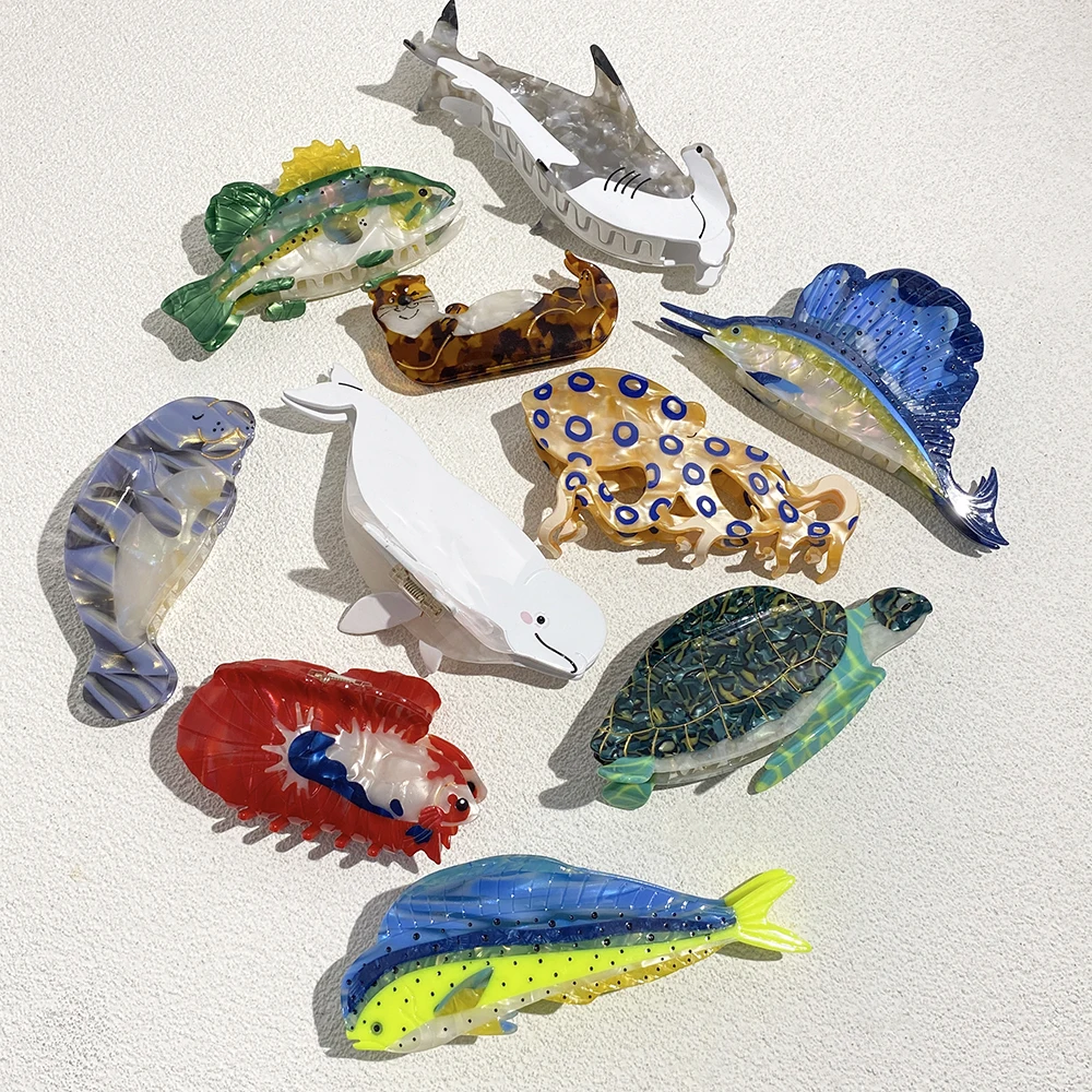 Y2K Multiple Styles Ocean Series Large Size Hair Clip Claw For Women New Funny Acetate Tortoise Octopus Barrettes Headwear