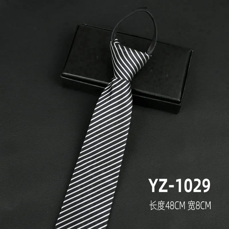 Ties men's formal business groomwedding student women's professional shirt red black blue zipper lazy person neck tie