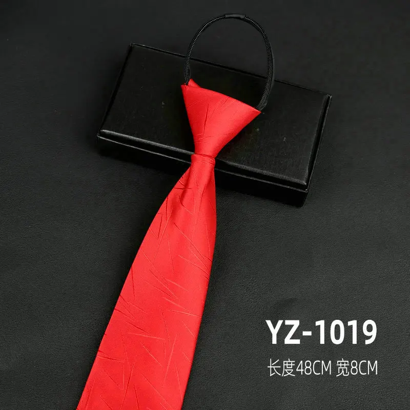 Ties men's formal business groomwedding student women's professional shirt red black blue zipper lazy person neck tie